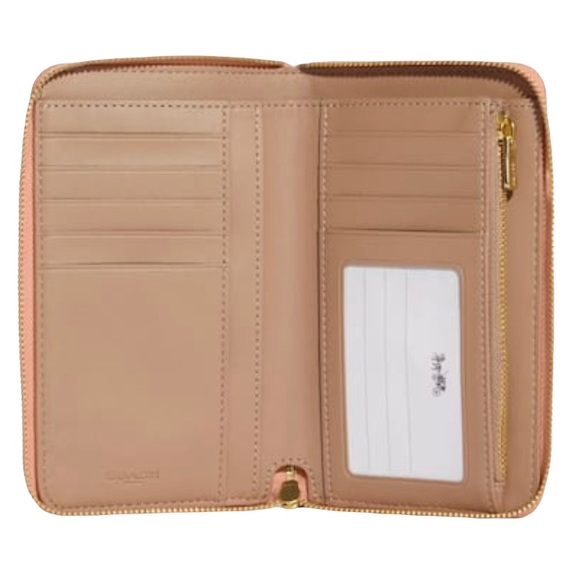 Coach Medium Id Zip Wallet With Floral Whipstitch #CA025 - Picture 6 of 12